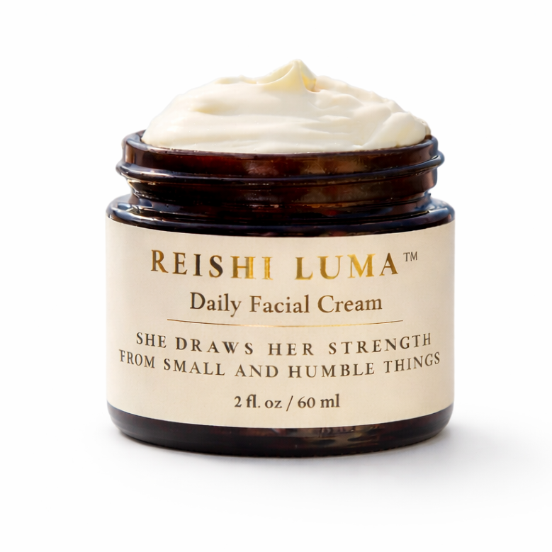 Jar of Reishi Luma Daily Facial Cream on a white background